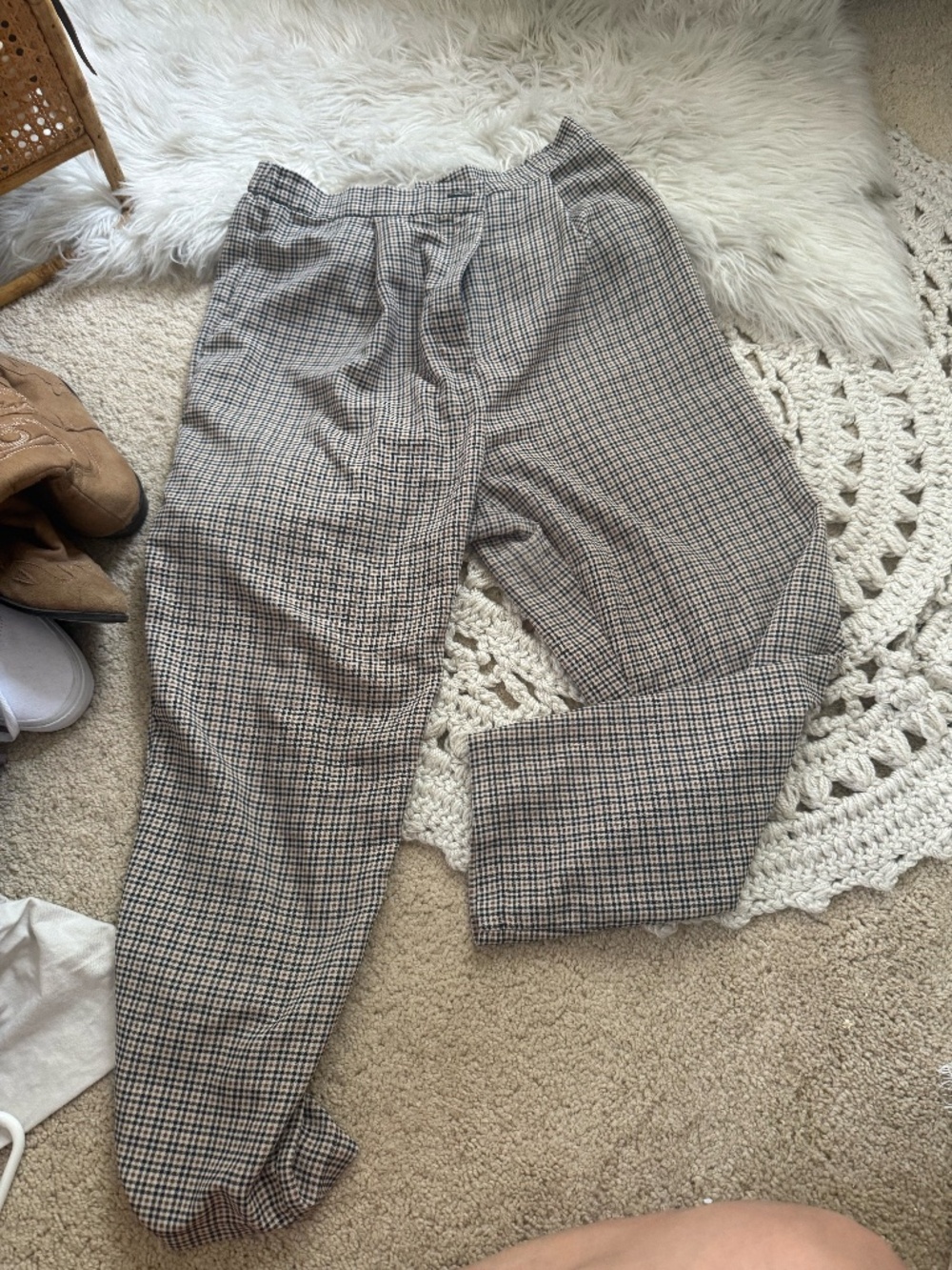 H&M Divided Plaid Stretch Slacks Size 14 Preppy Academia